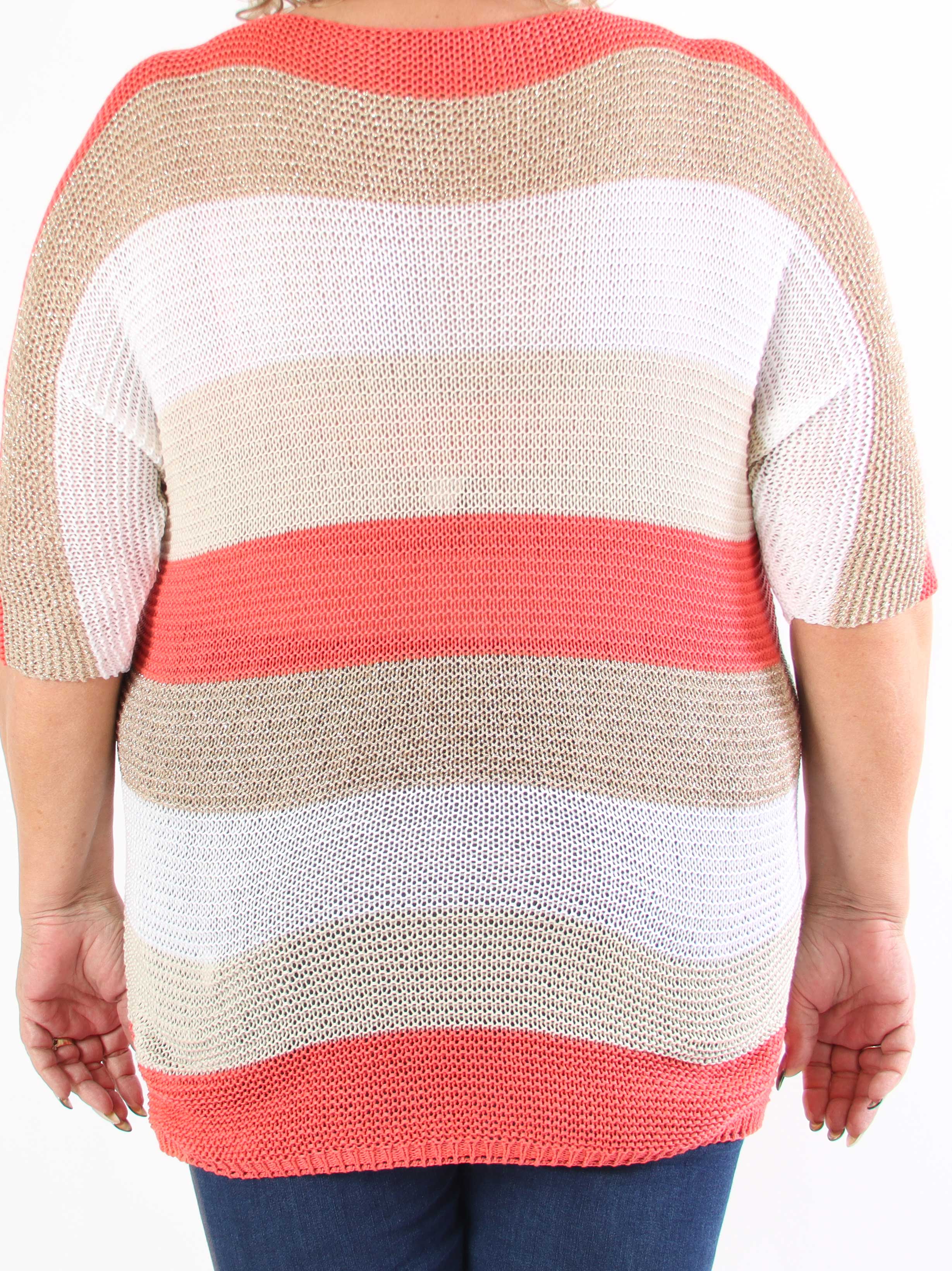 Nina Long - Randig stickad klänning i plus size med glittertrådar